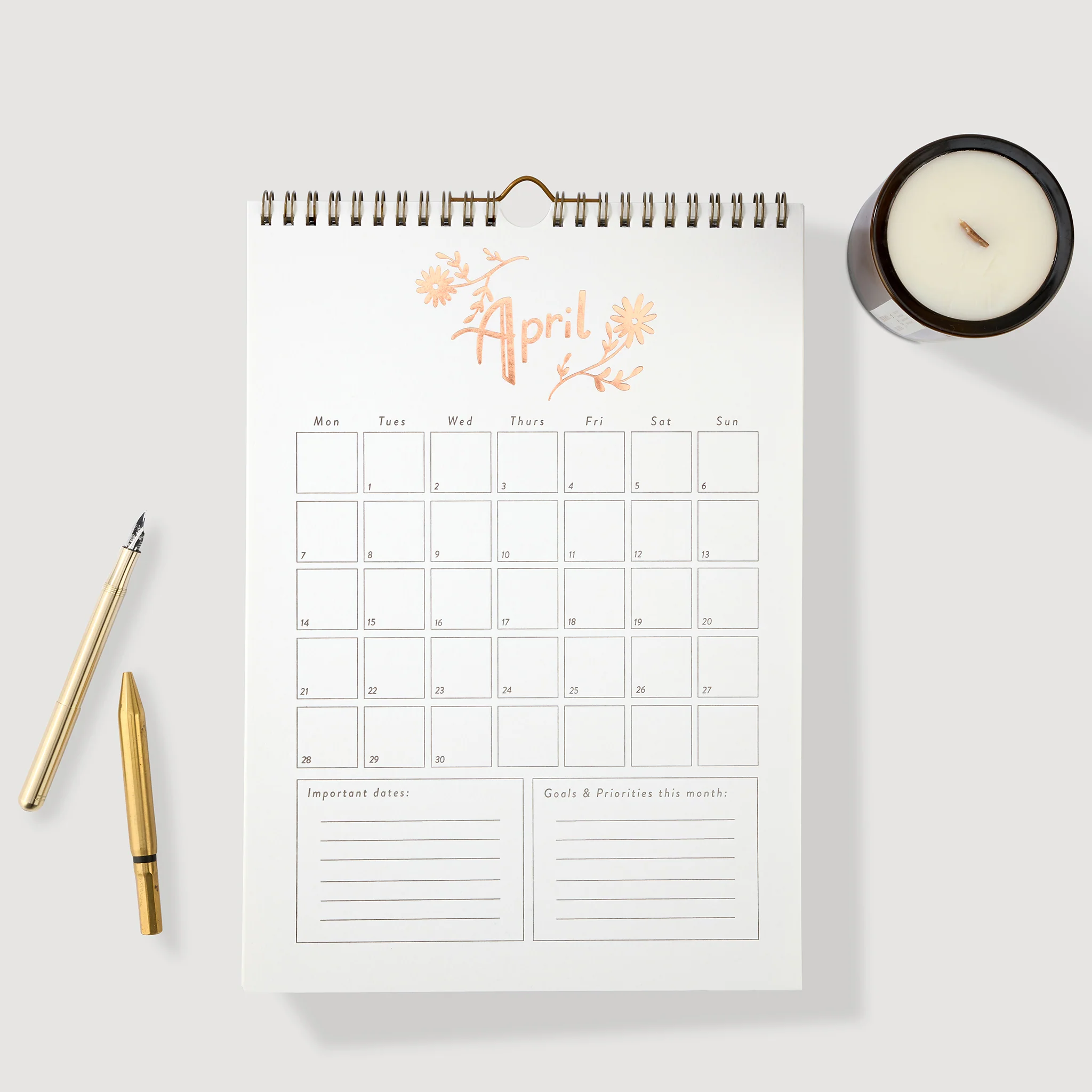 Hunter Paper Co 2025 Floral Foil Letterpress A4 Calendar - Image 7