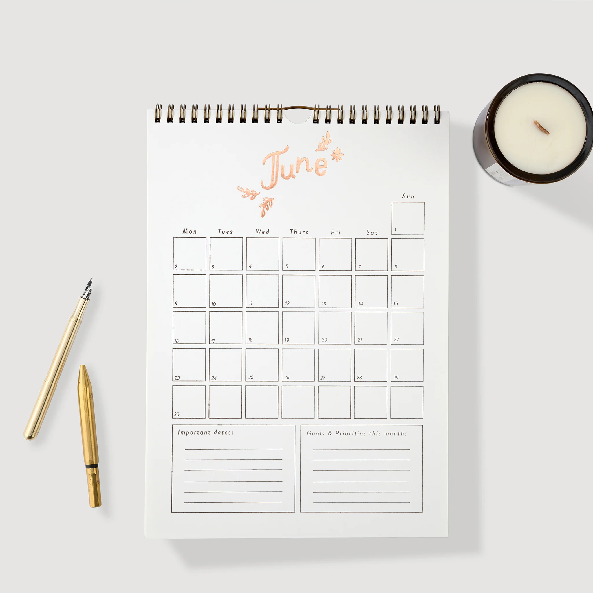 Hunter Paper Co 2025 Floral Foil Letterpress A4 Calendar - Image 9