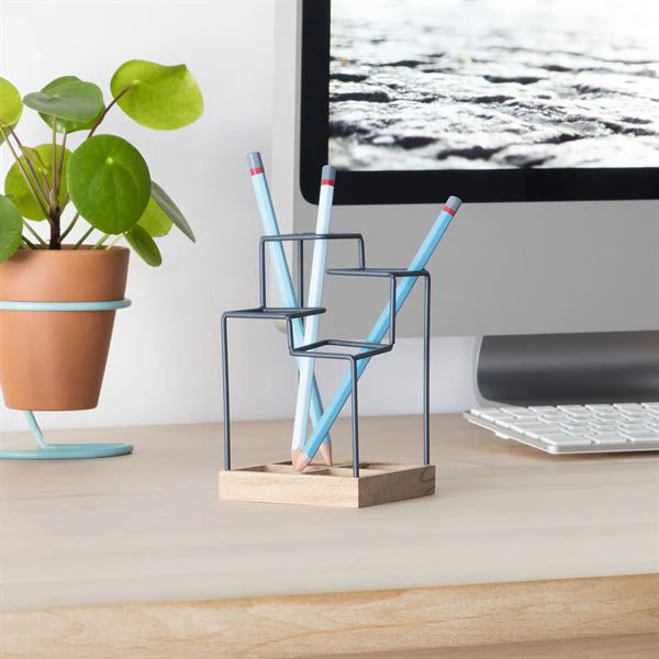 Block Design Sketch Desk Tidy Blue - Image 3