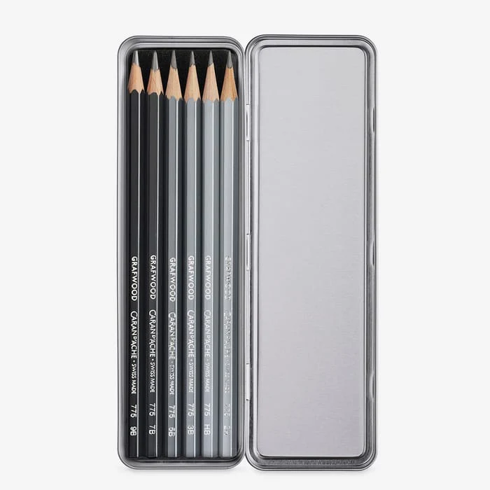 Caran d'Ache Graphite Line Grafwood Pencils in Metal Tin of 6 - Image 2