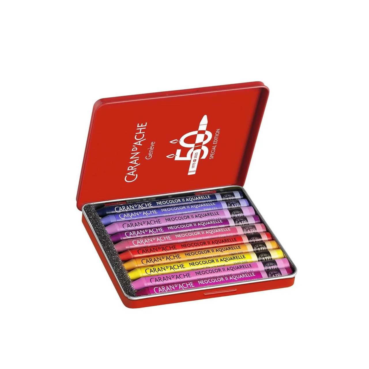 Caran d'Ache Neocolor II Aquarelle Wax Pastels Tin Set of 10 - 50 Years Pop Special Edition - Image 2