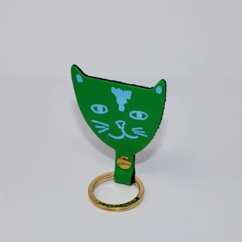 Cat Head Leather Keyring - Image 4