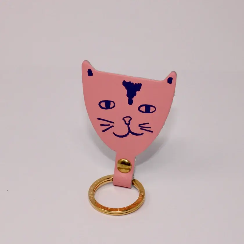 Cat Head Leather Keyring - Image 9