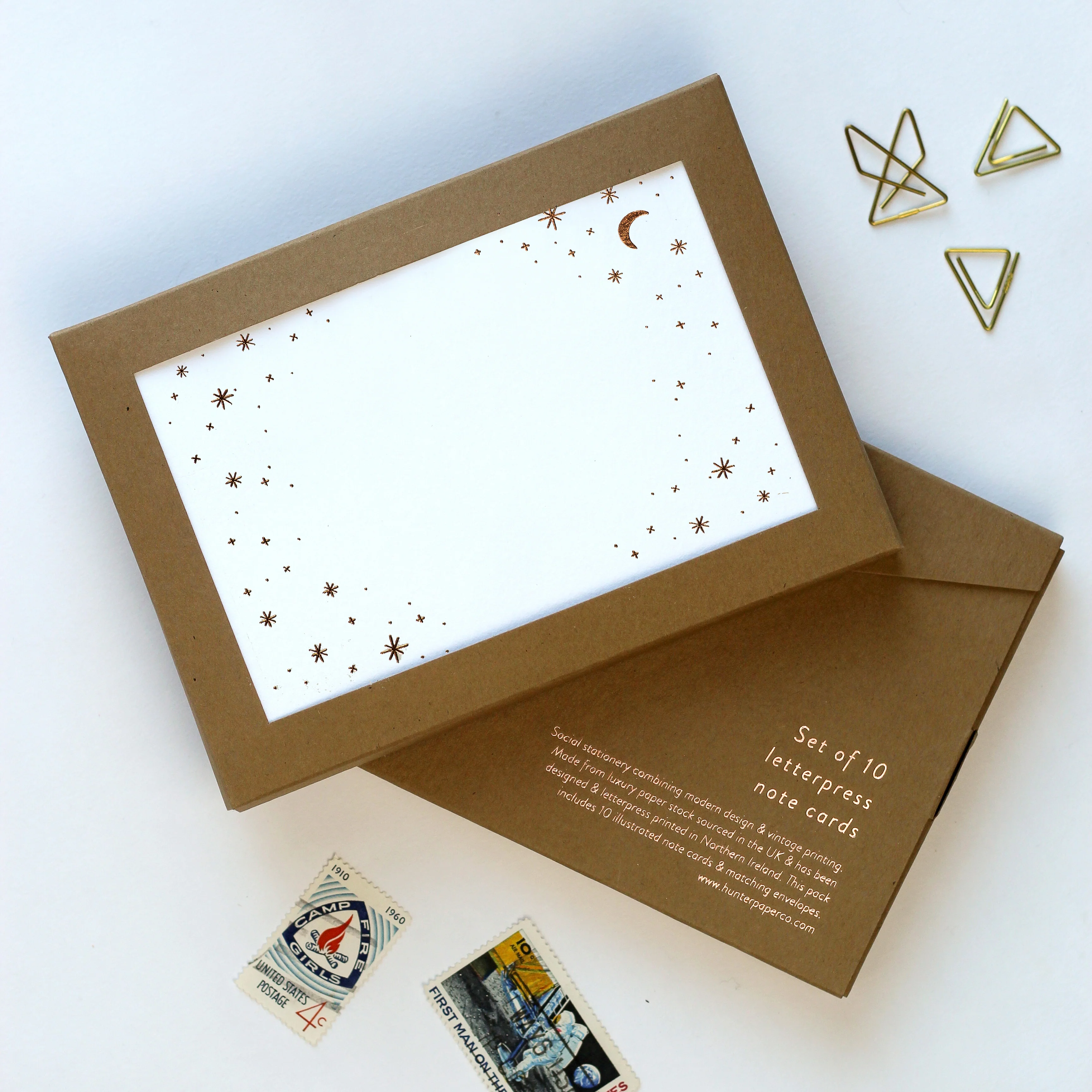 Constellations Rose Gold Foil Set of 10 Letterpress Notecards - Image 2