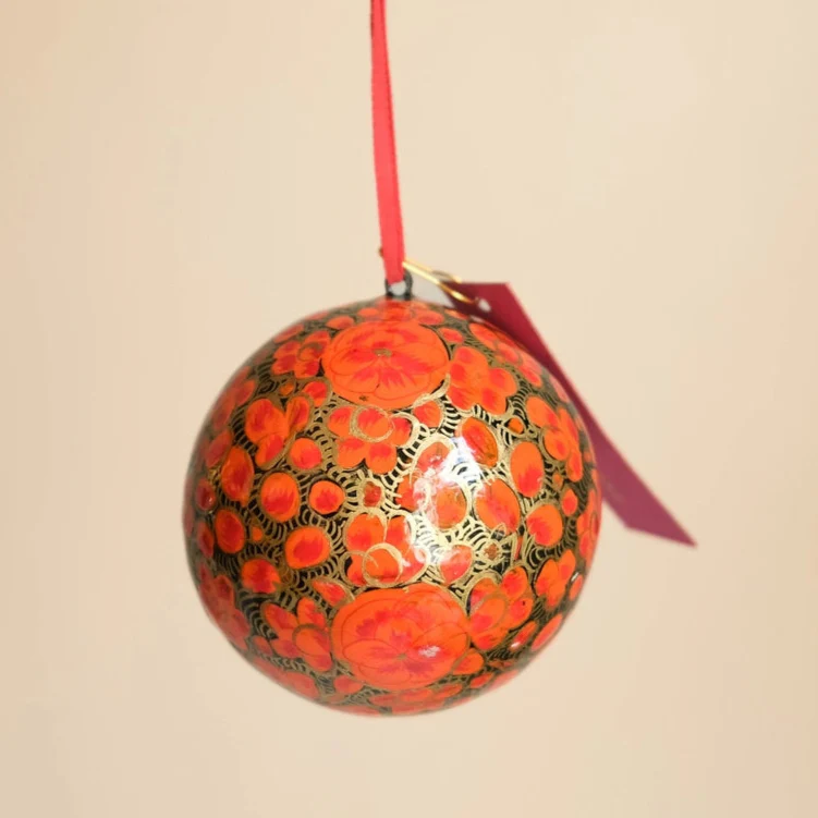 East End Press Red & Gold Papier Mache Bauble