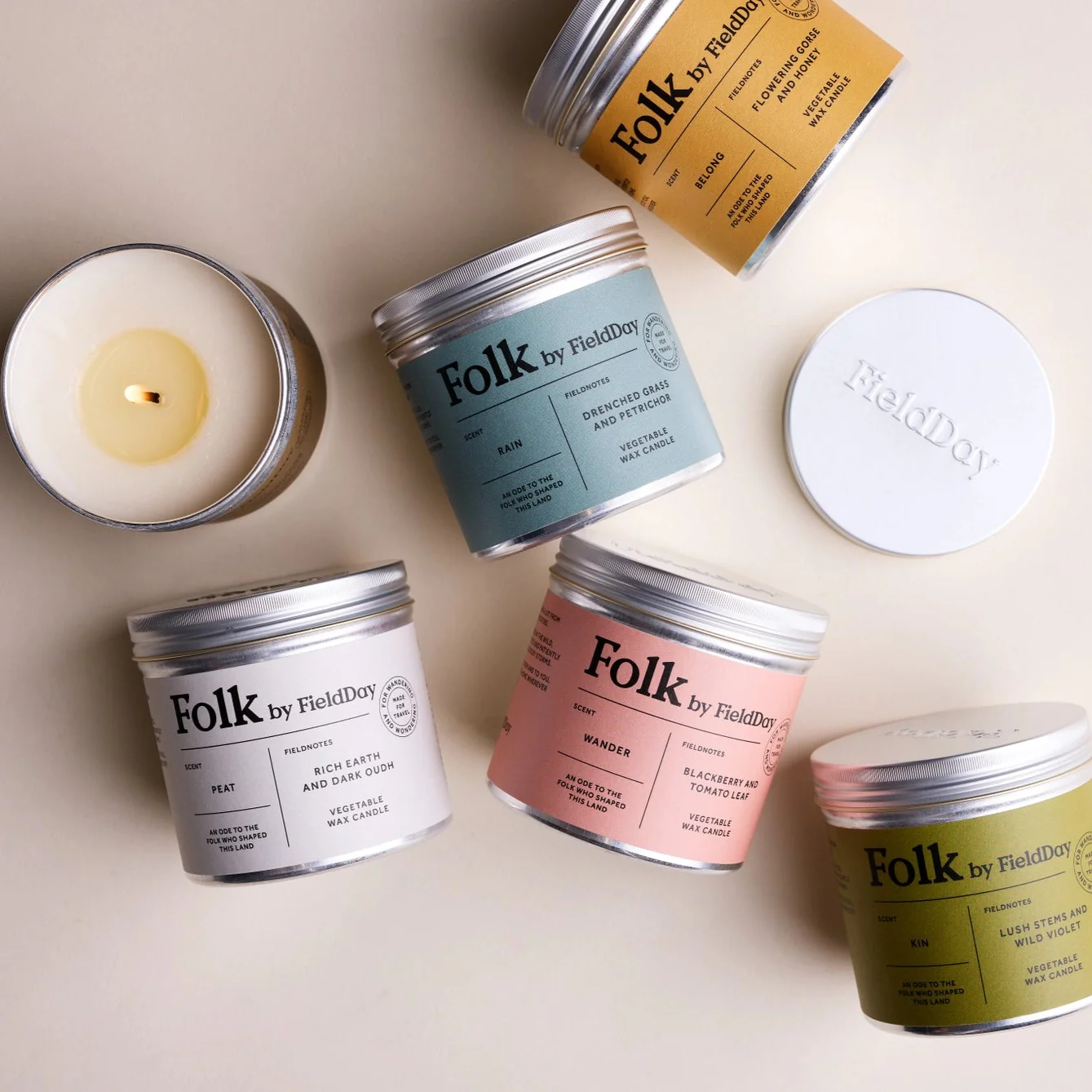 FieldDay Rain Folk Tin Candle - Drenched Grass and Petrichor - Image 3