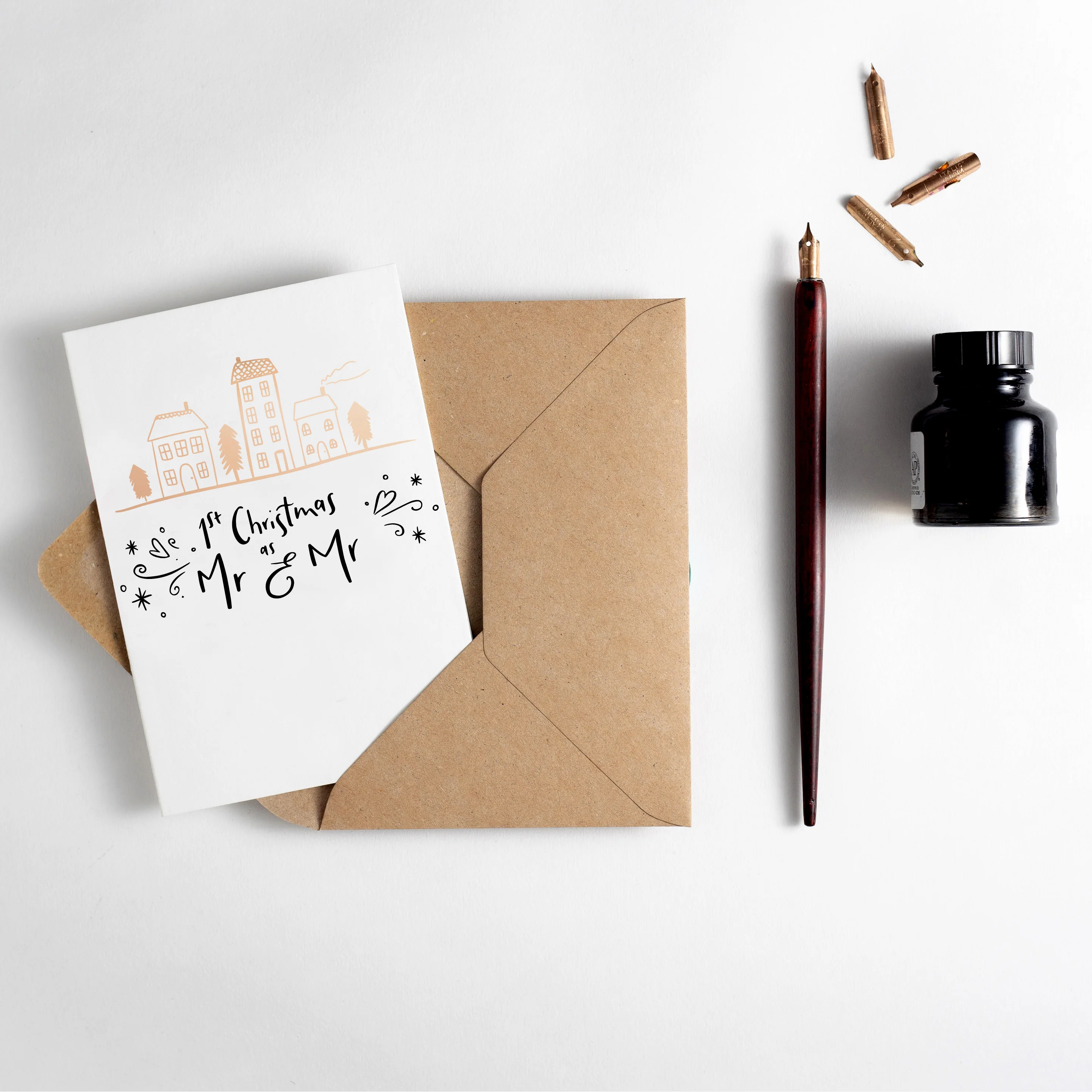 First Christmas as Mr & Mr Letterpress Christmas Card