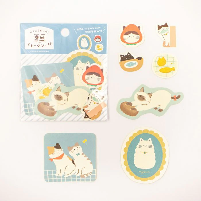 Furukawashiko Washi Paper Watashi Biyori Stickers - Cats - Image 3