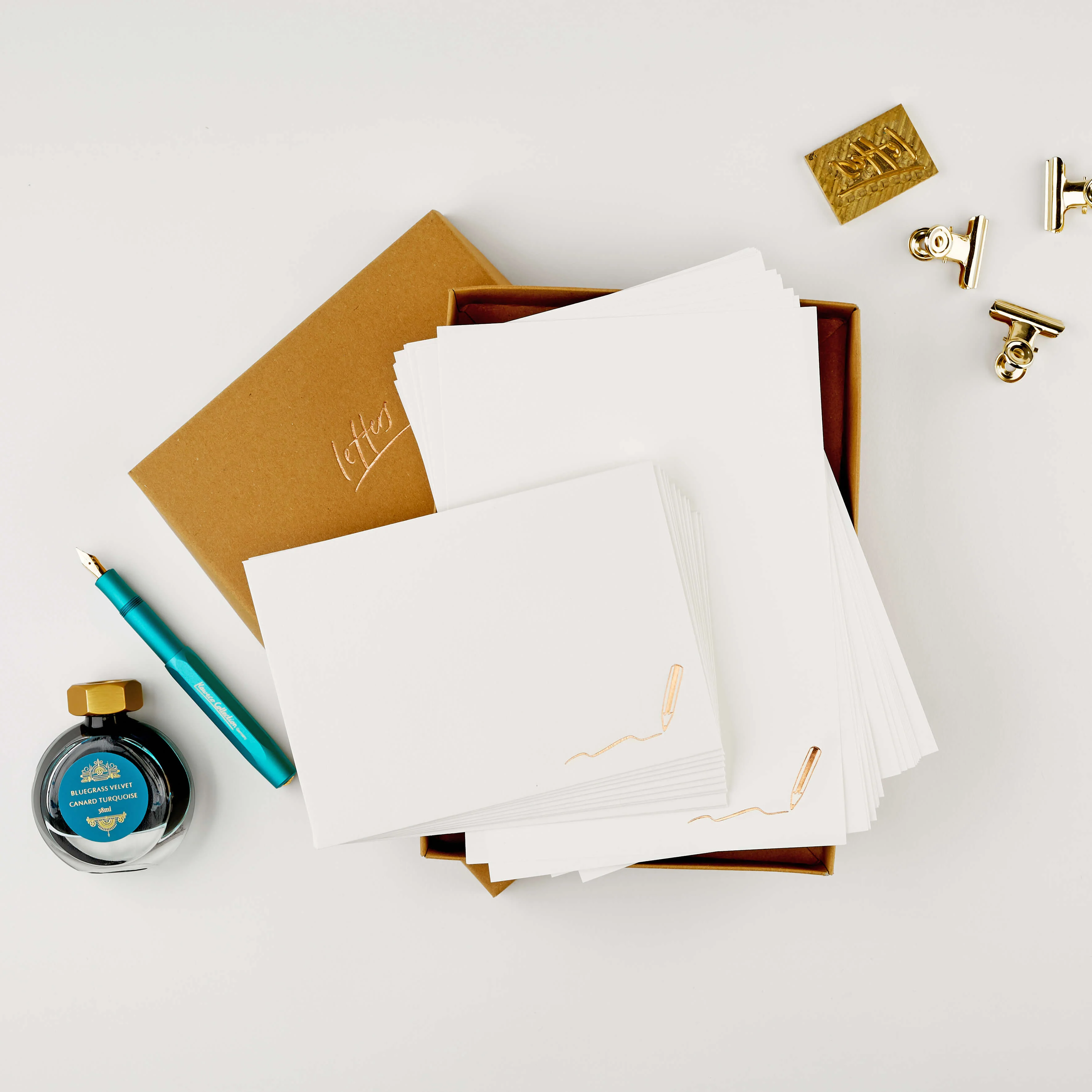 Gold Pencil Letter Writing Set - Image 2