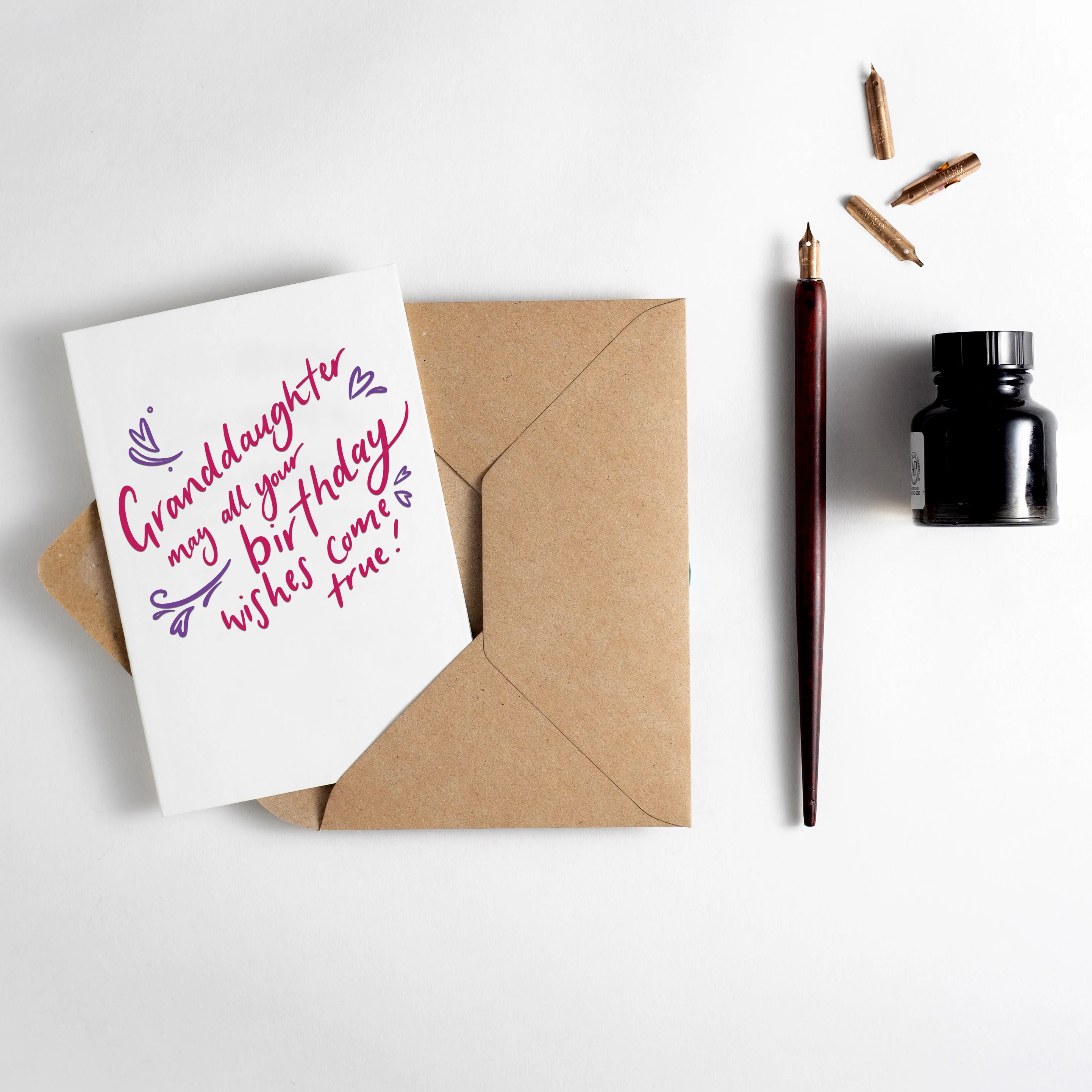 Granddaughter May All Your Birthday Wishes Come True Letterpress Card