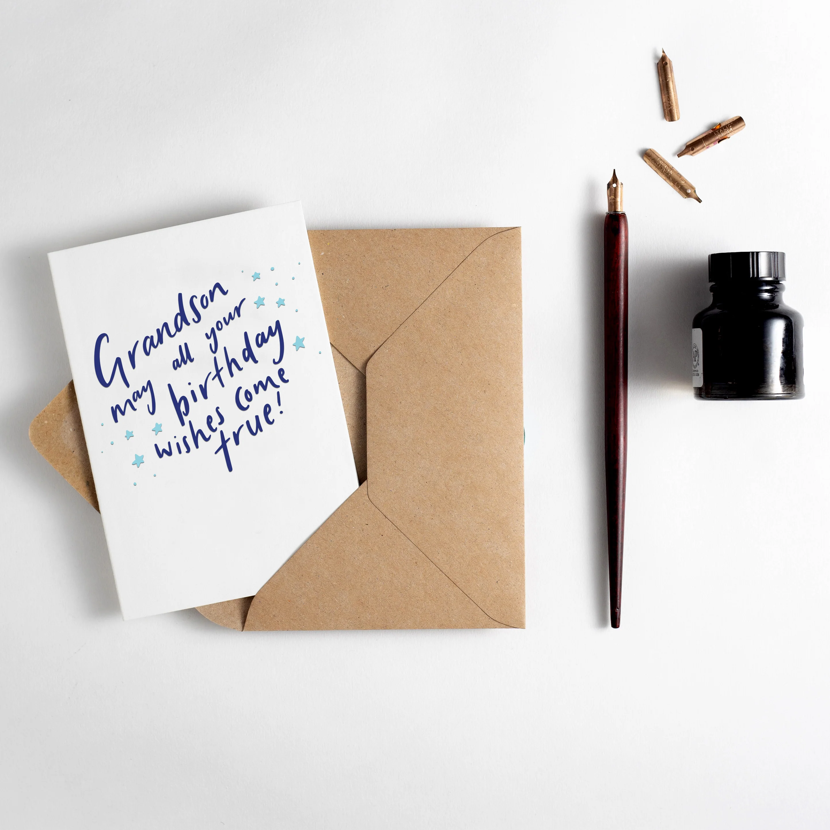 Grandson May All Your Birthday Wishes Come True Letterpress Card