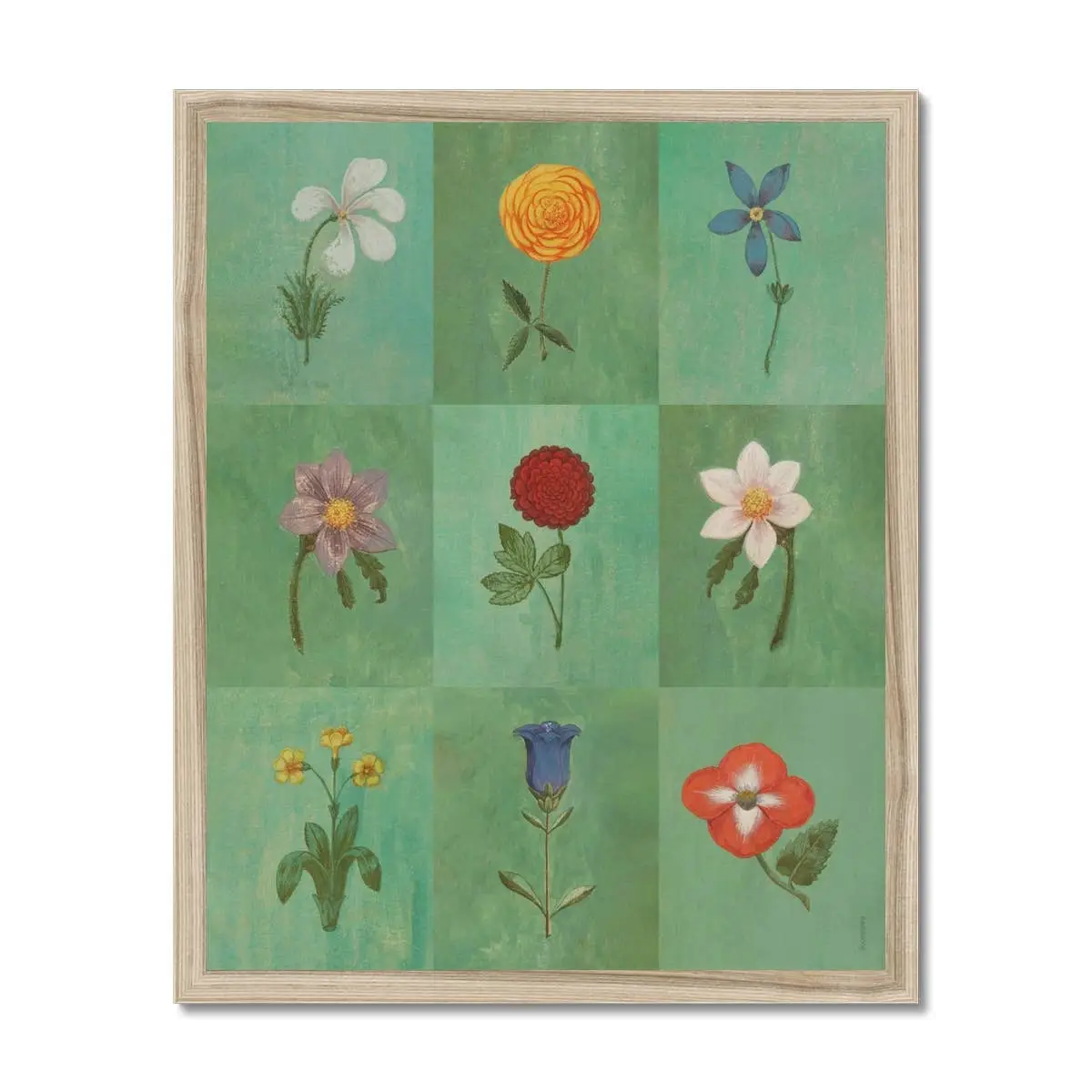Green Festival of Flowers Fine Art Print A3