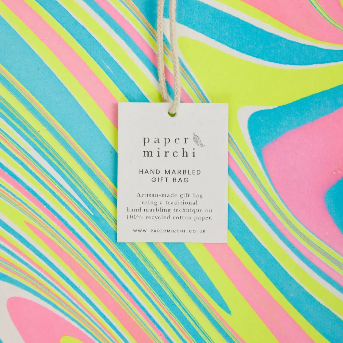 Hand Marbled Neon Large Gift Bags - Image 3