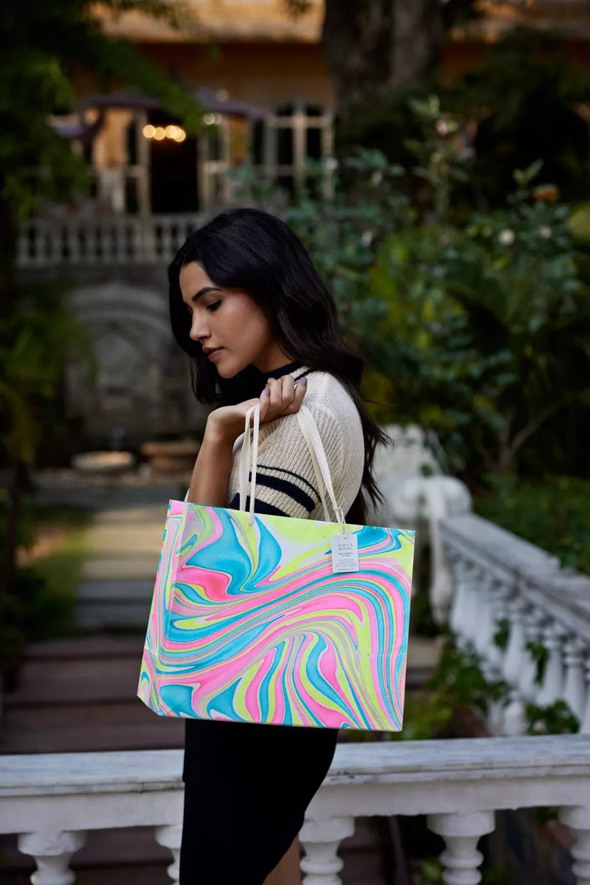 Hand Marbled Neon Large Gift Bags - Image 4
