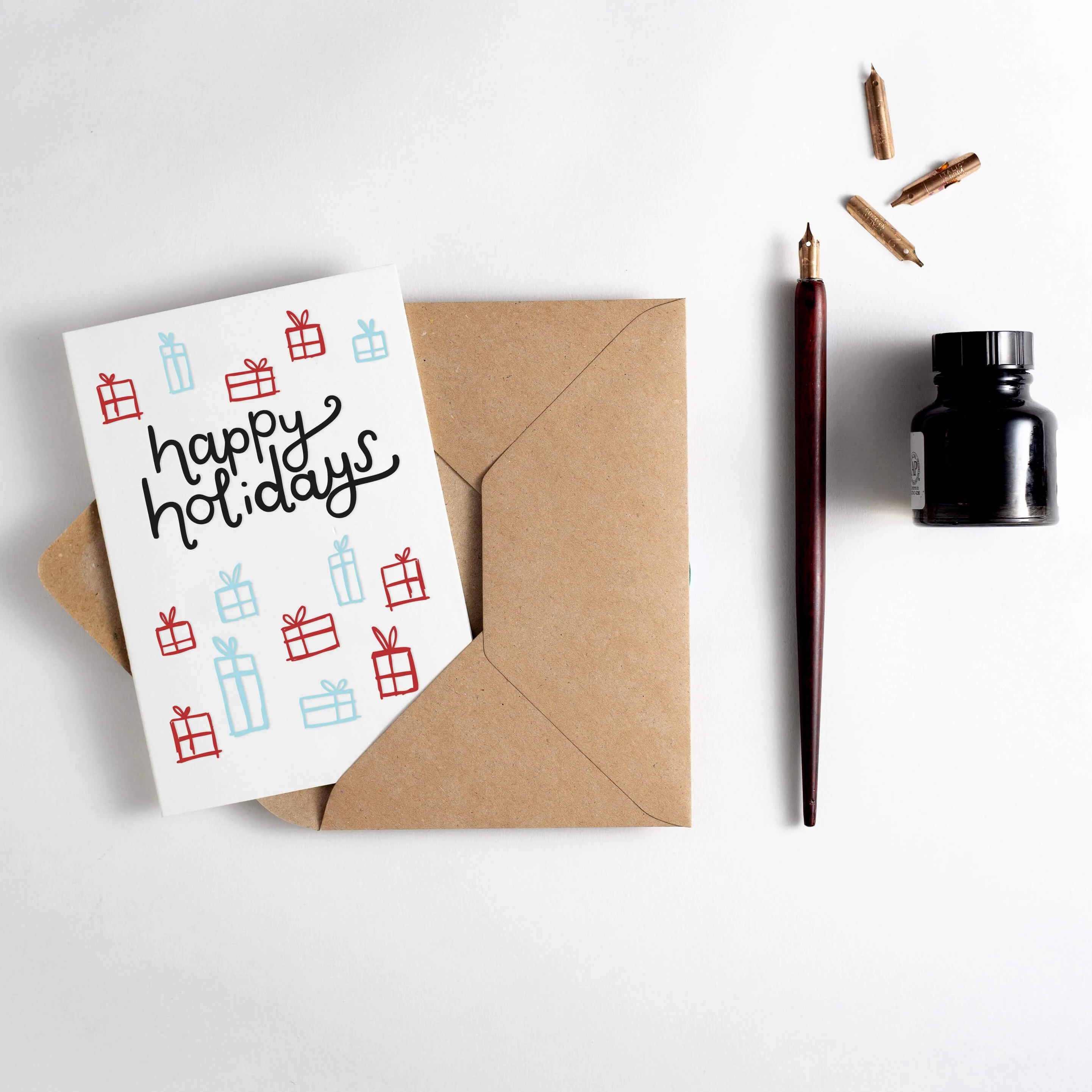 Happy Holidays A7 Letterpress Mini Christmas Card
