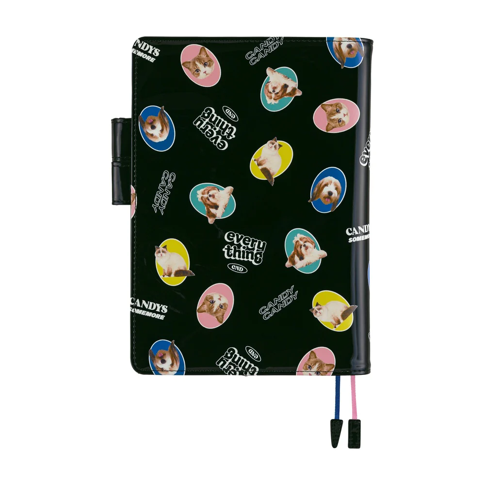 Hobonichi A5 Cover - Candy Stripper: Random Dog & Cat (Black) - Image 4