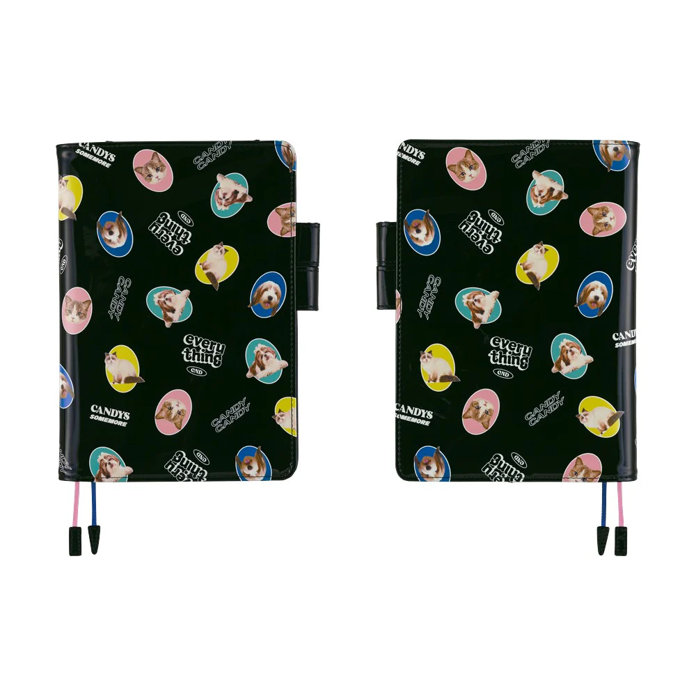 Hobonichi A5 Cover - Candy Stripper: Random Dog & Cat (Black) - Image 9