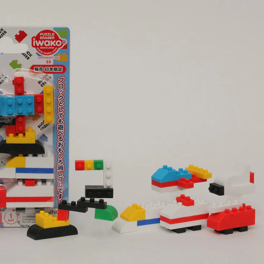 Iwako Puzzle Erasers - Block Vehicle Land Set - Image 2