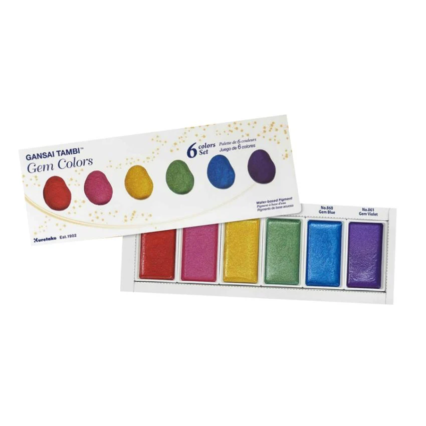 Kuretake : Gansai Tambi  Set of 6 Gem Colours - Image 6