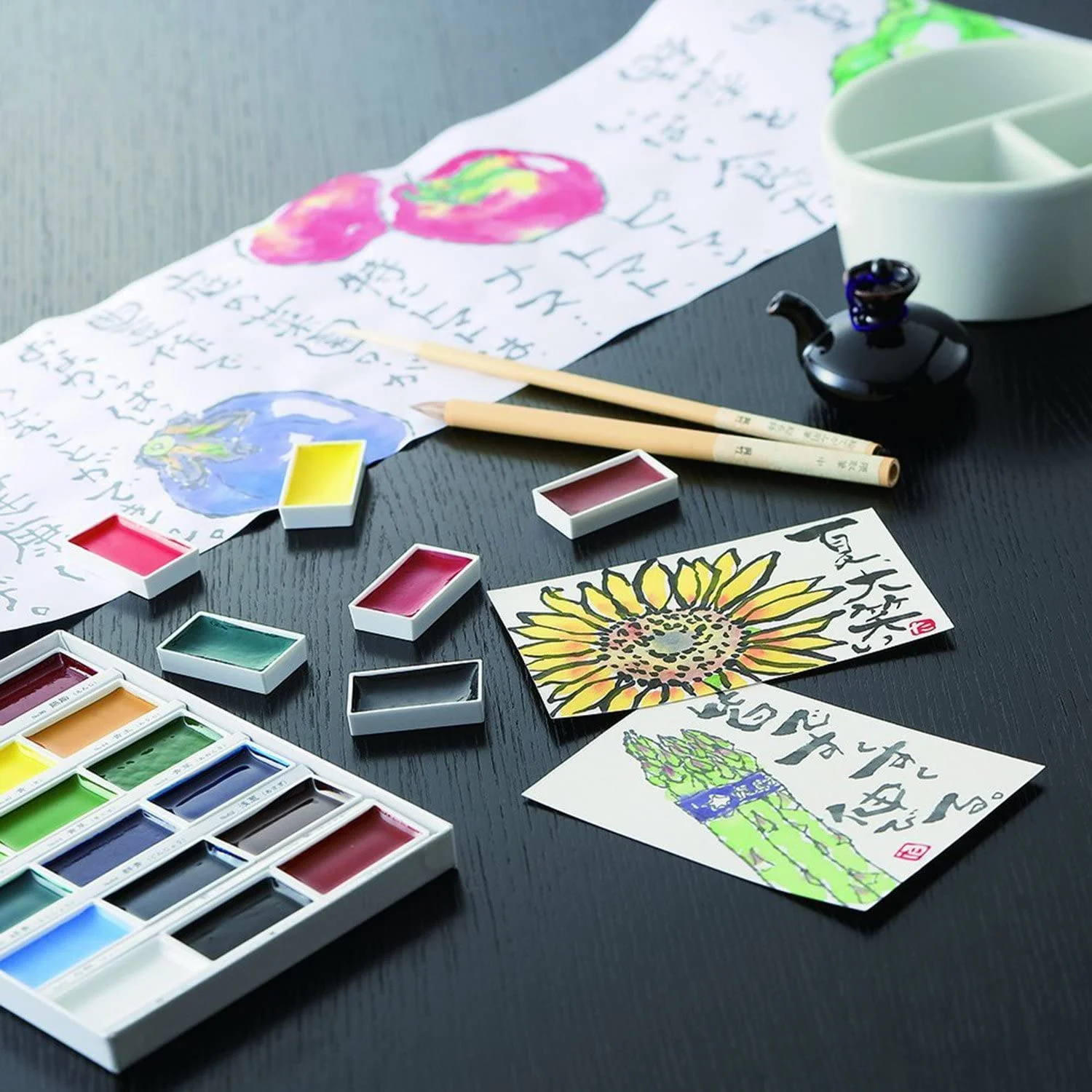Kuretake Gansai Tambi Watercolour 12 Paint Set - Image 3