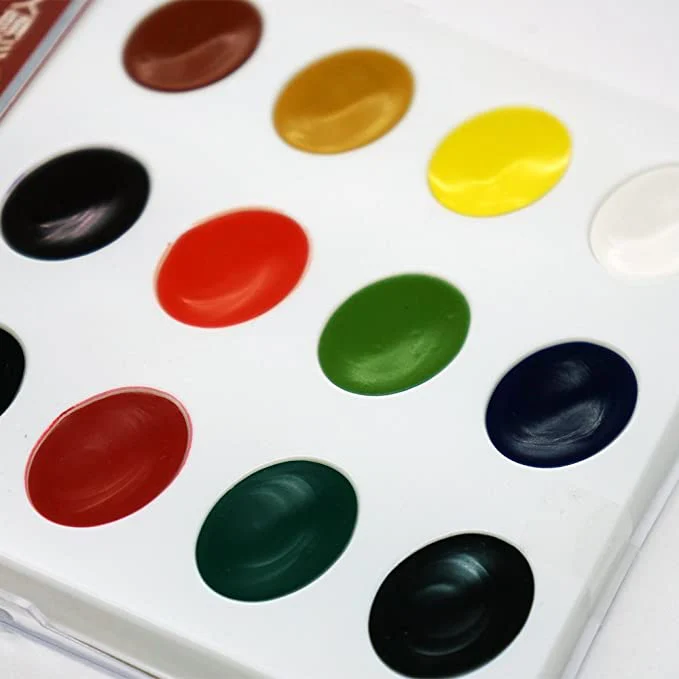 Kuretake Fiss Gansai 12 Water Colour Paints Pallete Box - Image 3