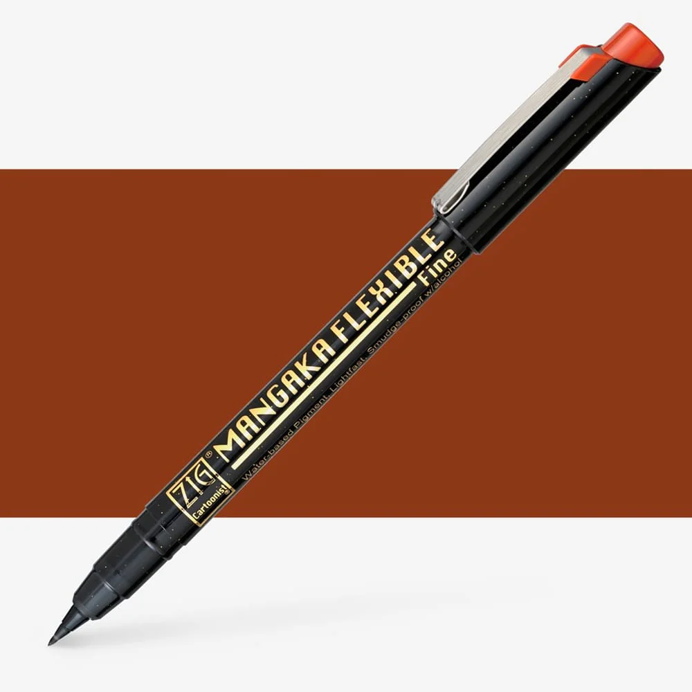 Kuretake ZIG Mangaka Flexible Sepia Drawing Pen Various Sizes - Image 2