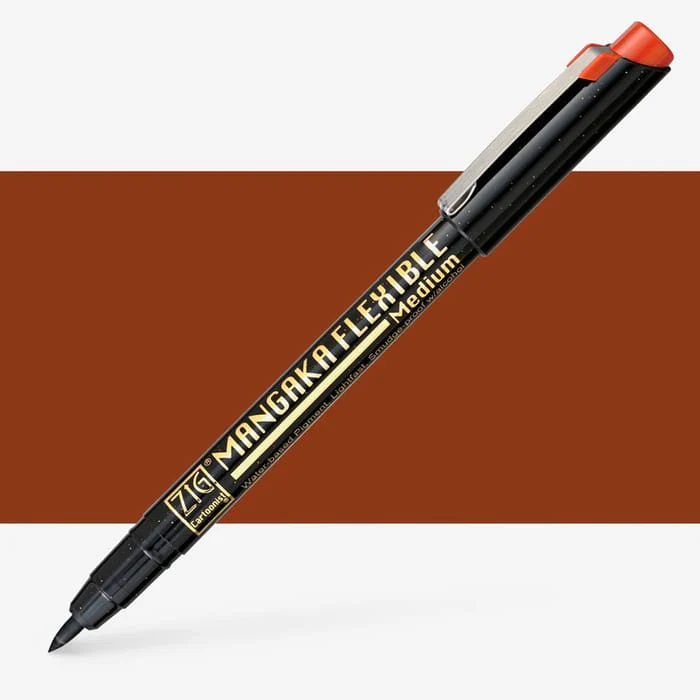 Kuretake ZIG Mangaka Flexible Sepia Drawing Pen Various Sizes - Image 3