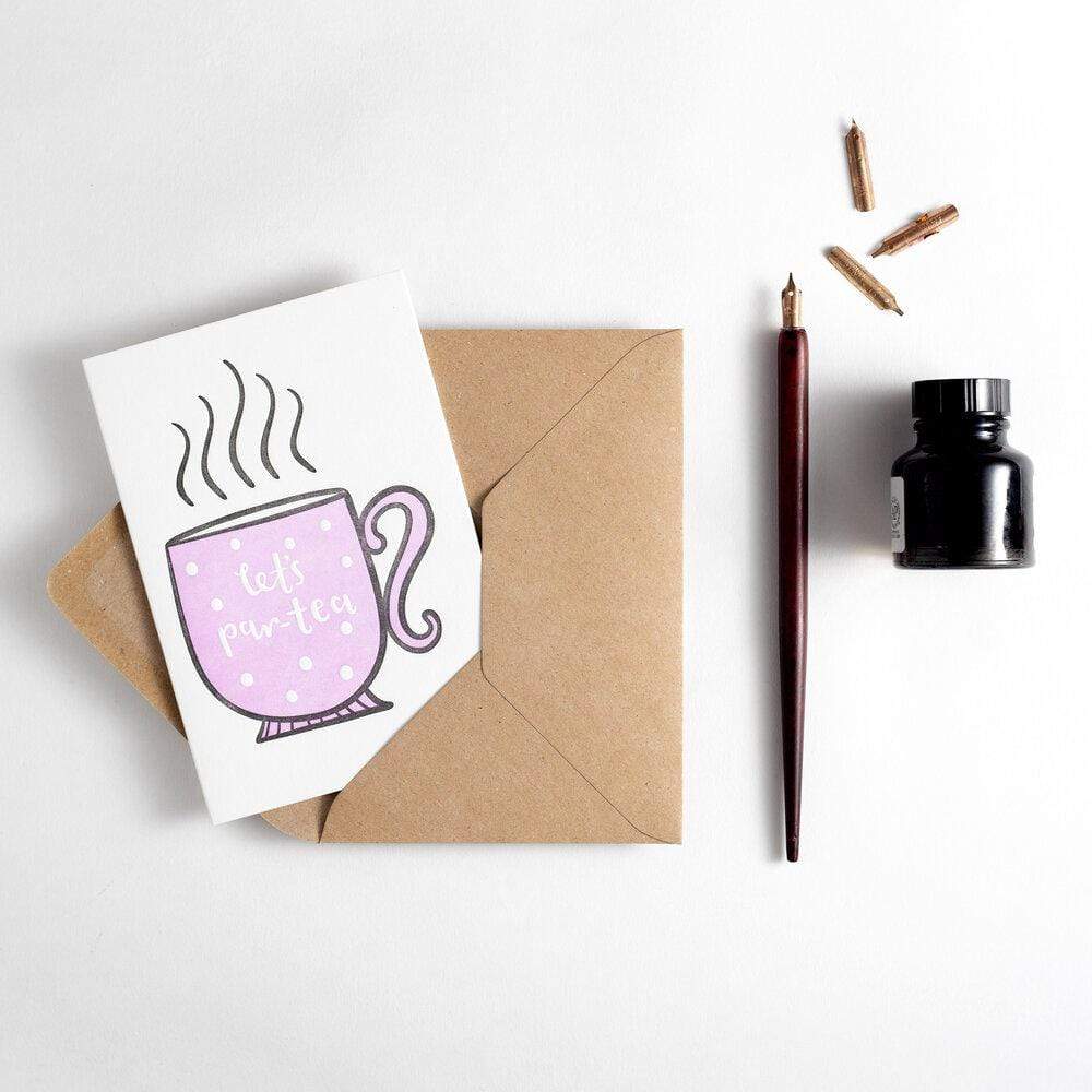 Let's Par-tea Letterpress Birthday Card