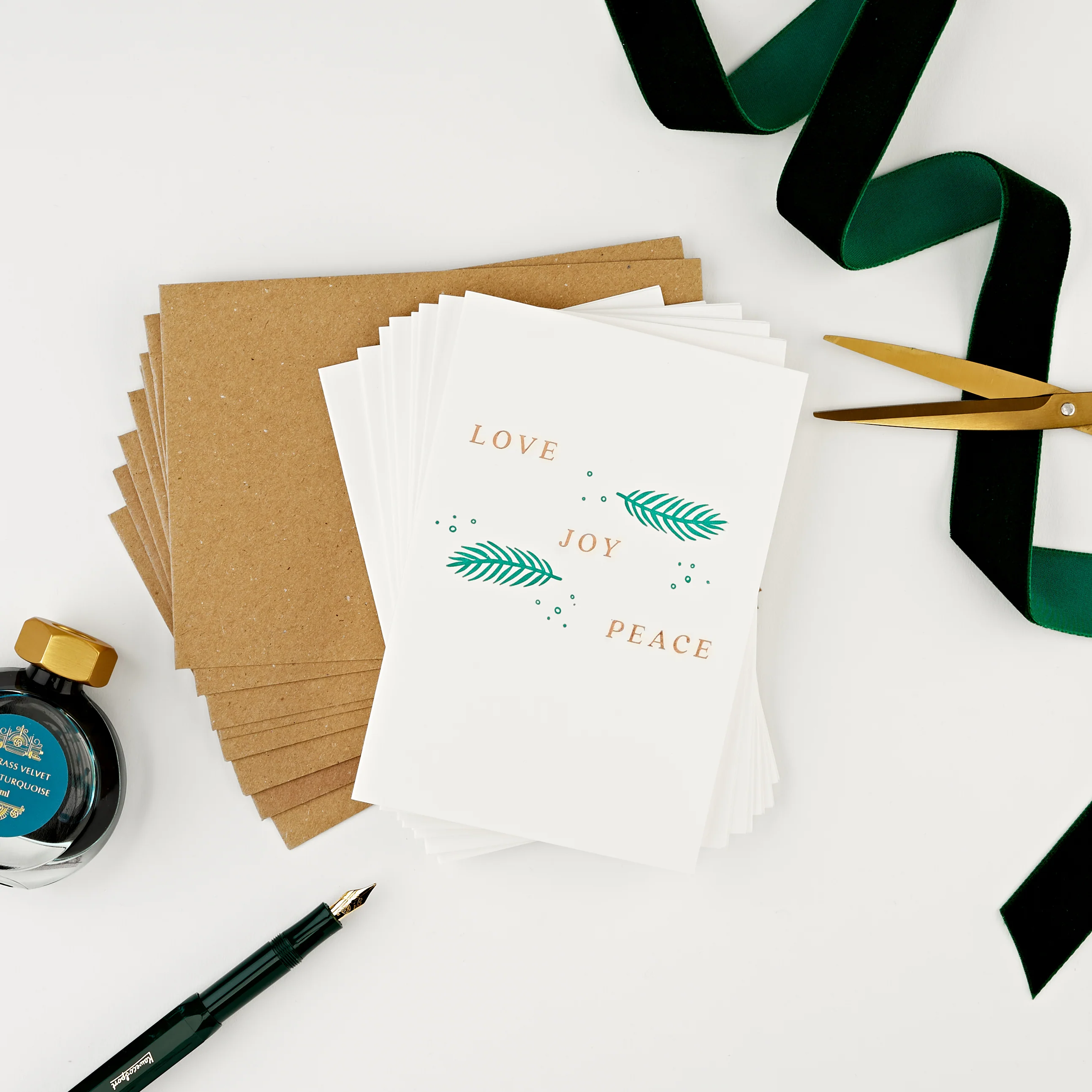 Love, Joy & Peace Set of 8 Letterpress Christmas Cards - Image 2