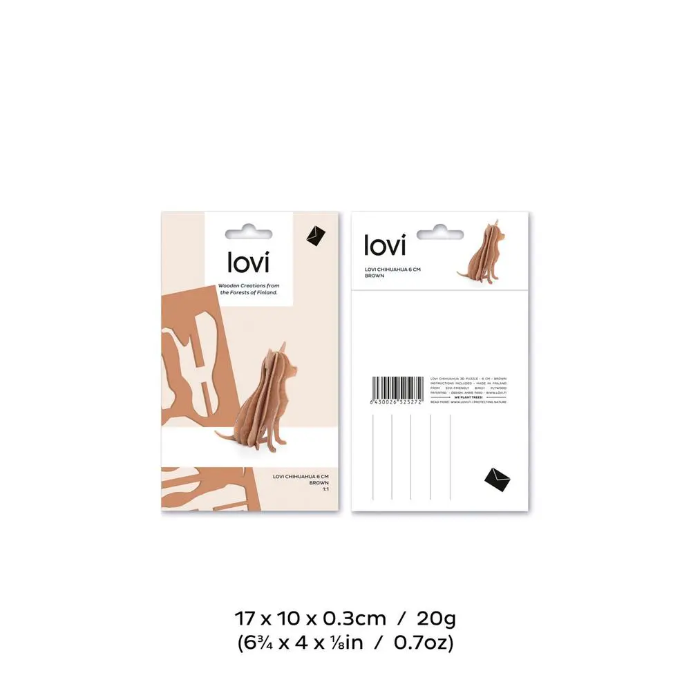 Lovi Chihuahua 6 cm Brown - 3D Wooden Figure - Image 3