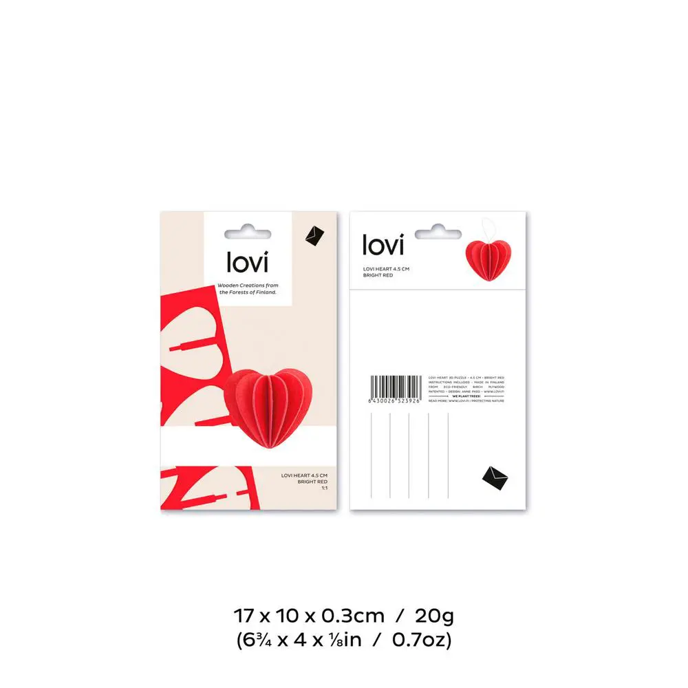 Lovi Heart - Bright Red - 3D Wooden Figure - Image 4