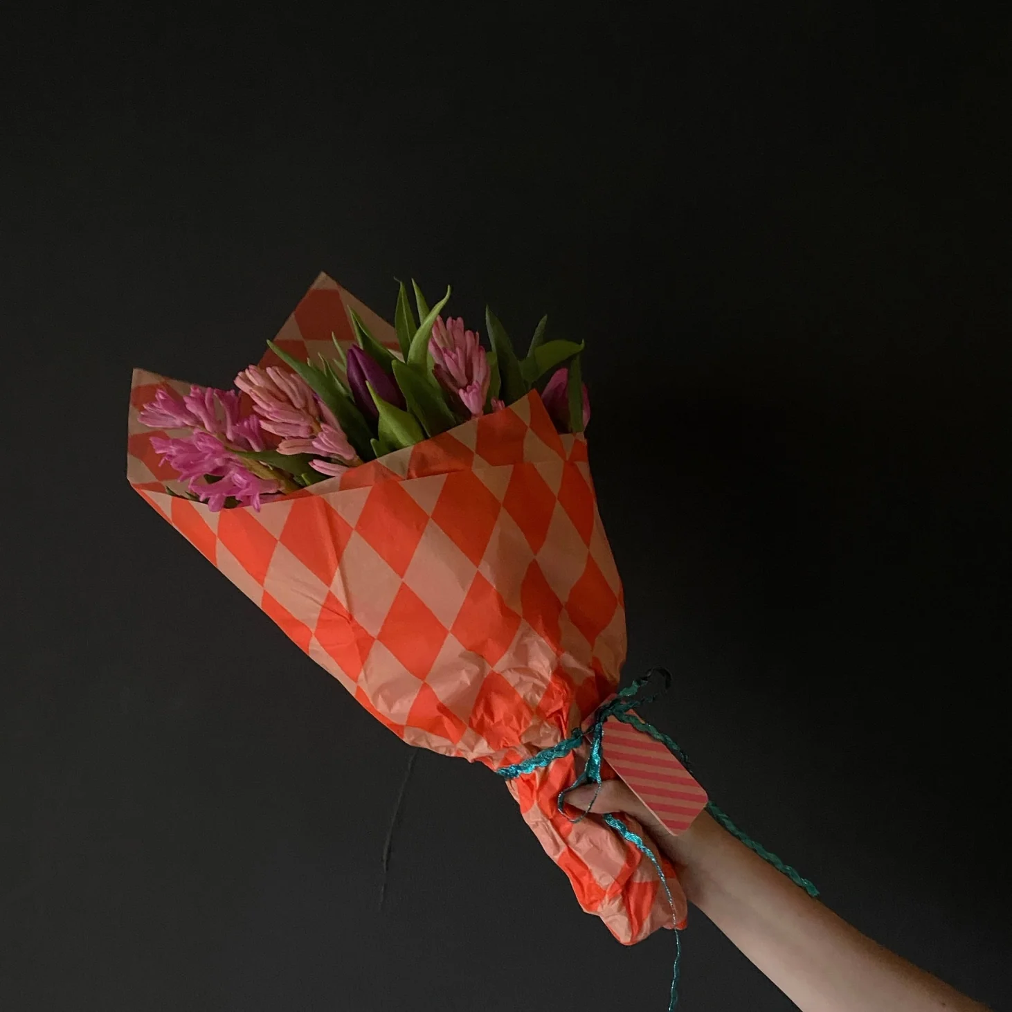 Luxury Patterned Tissue Paper Gift Wrap - Fluorescent Orange & Peach - Image 2
