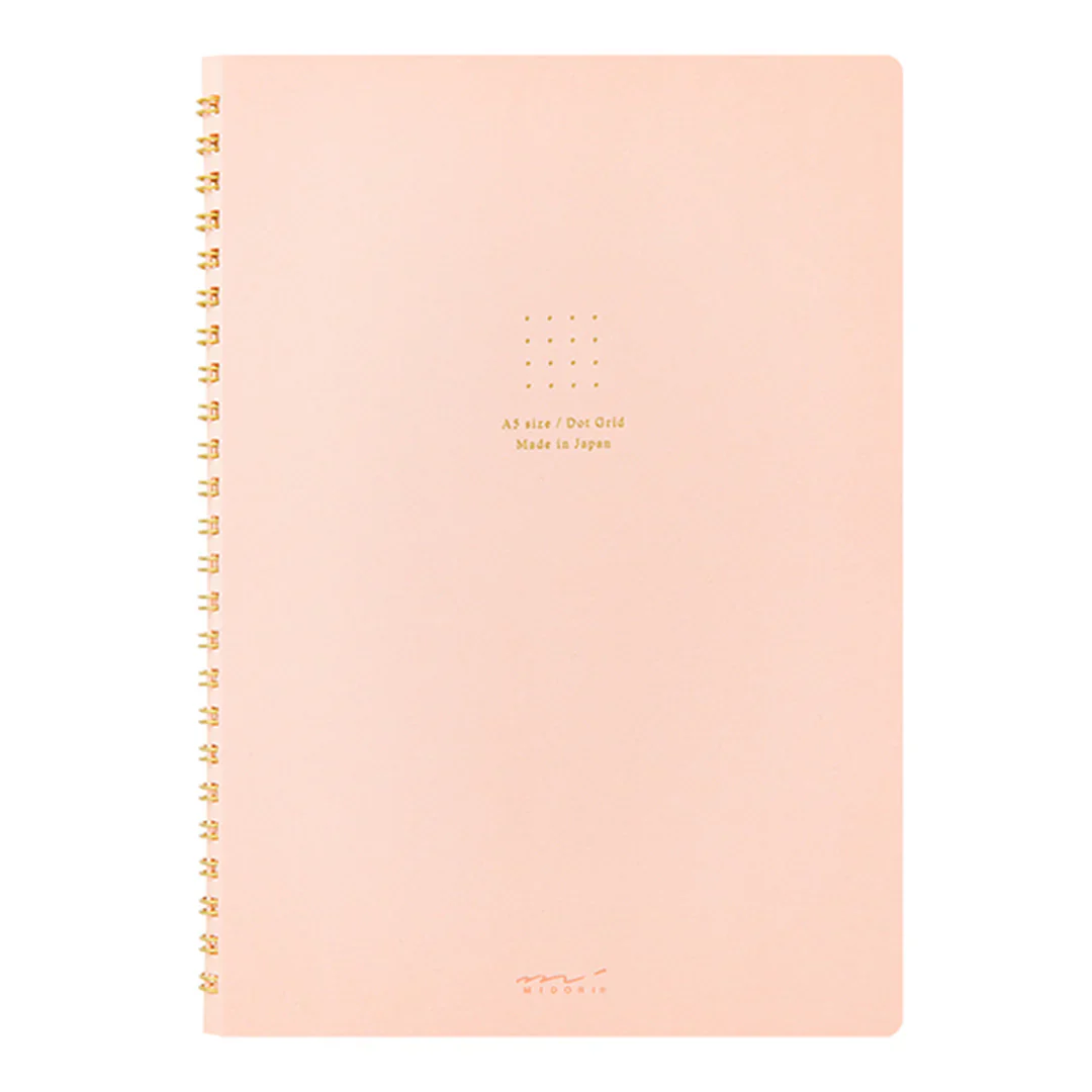 Midori A5 Dot Grid Colour Wirebound Notebook Pink