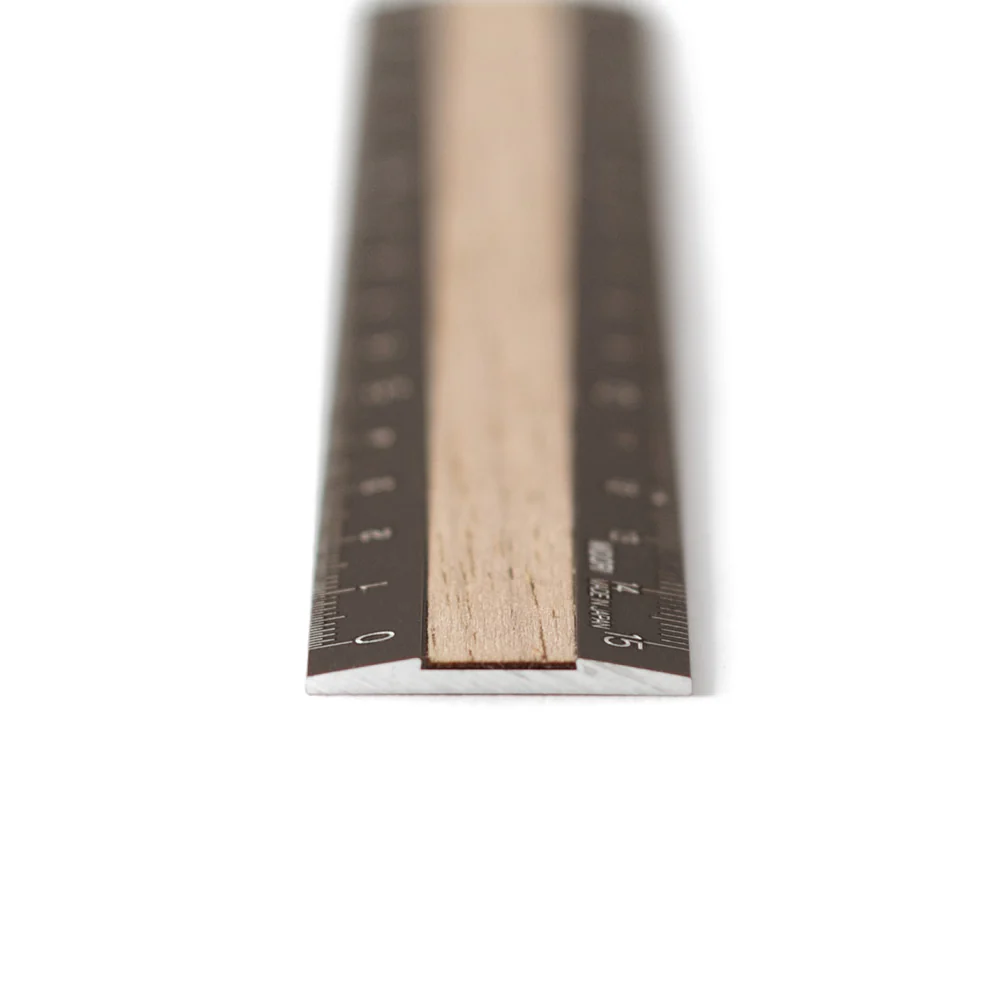 Midori Aluminium Wooden Ruler 15cm Brown - Image 3