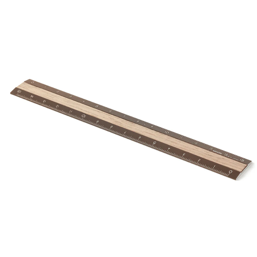 Midori Aluminium Wooden Ruler 15cm Brown - Image 4