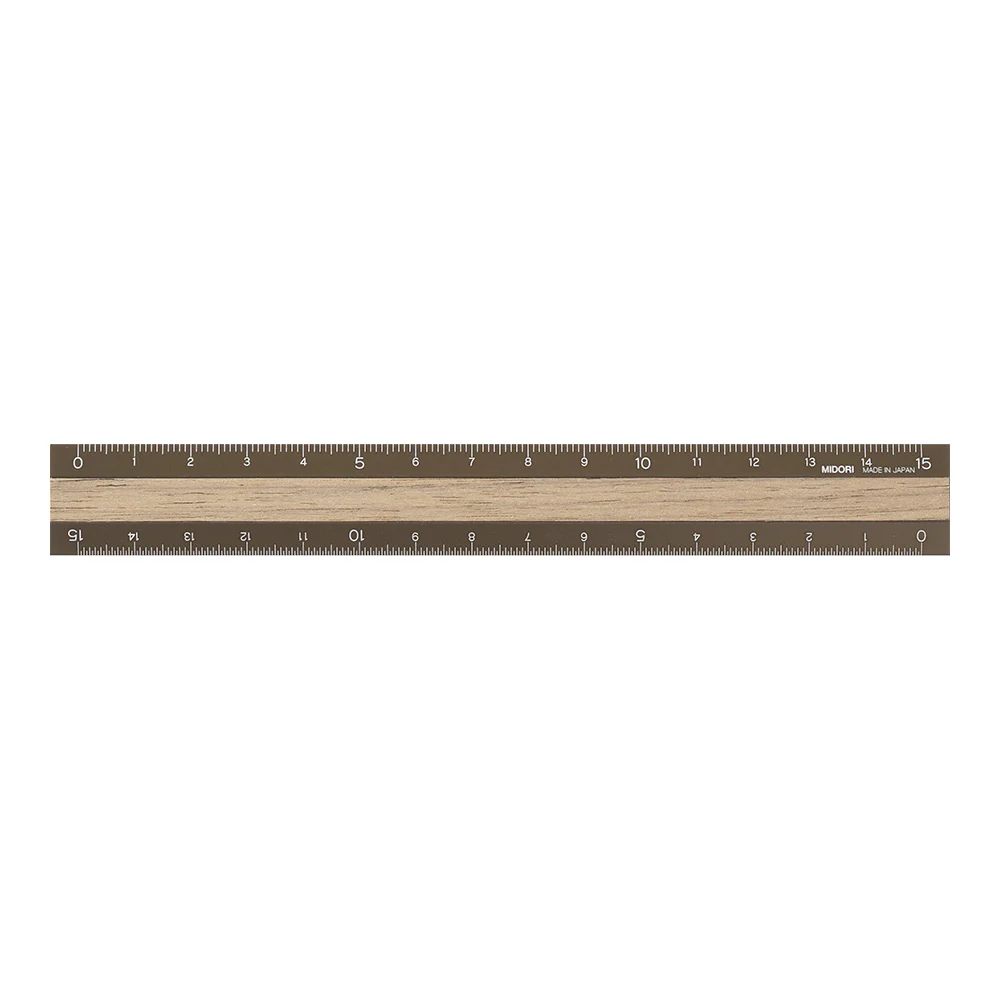 Midori Aluminium Wooden Ruler 15cm Brown - Image 5