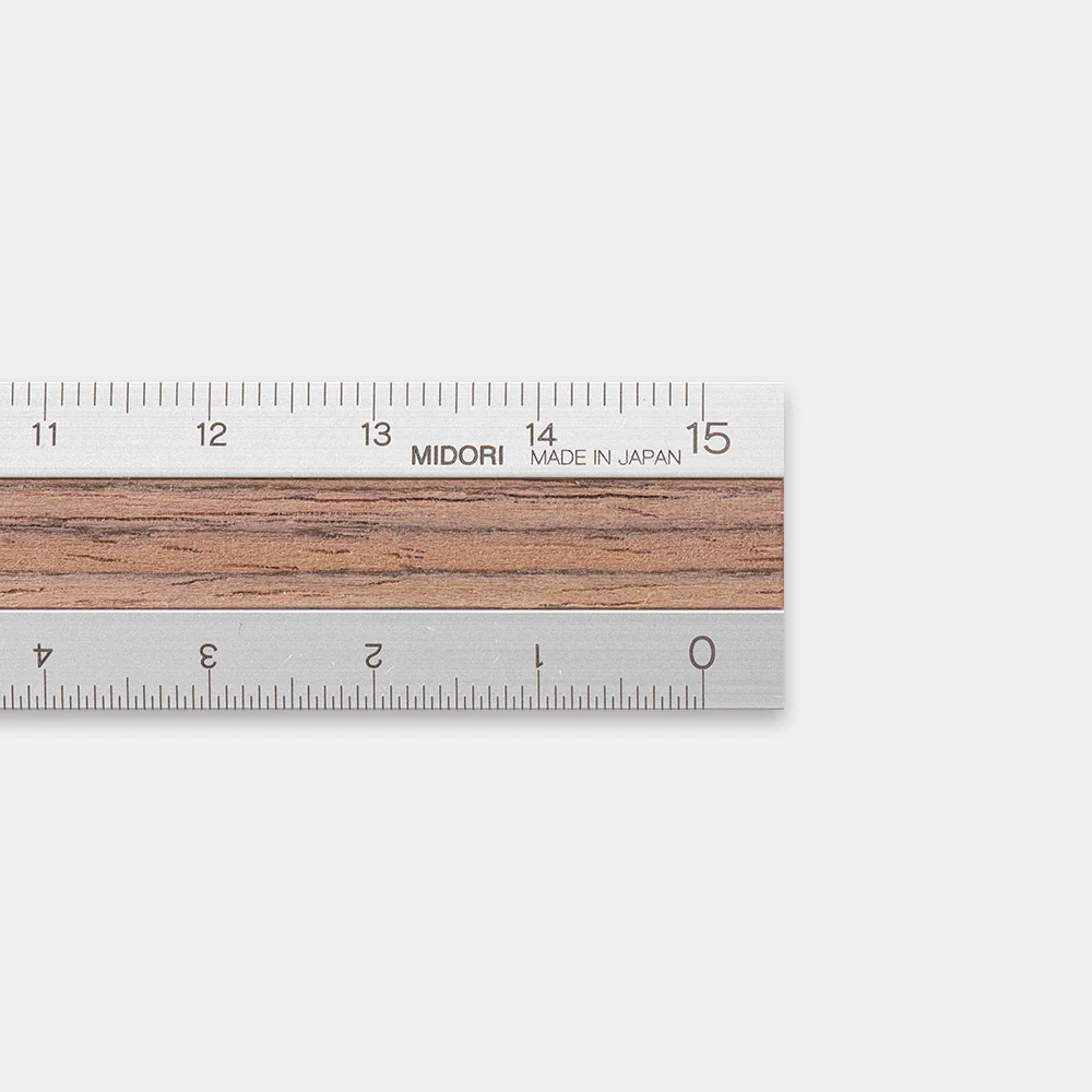 Midori Aluminium Wooden Ruler 15cm Dark Brown - Image 2
