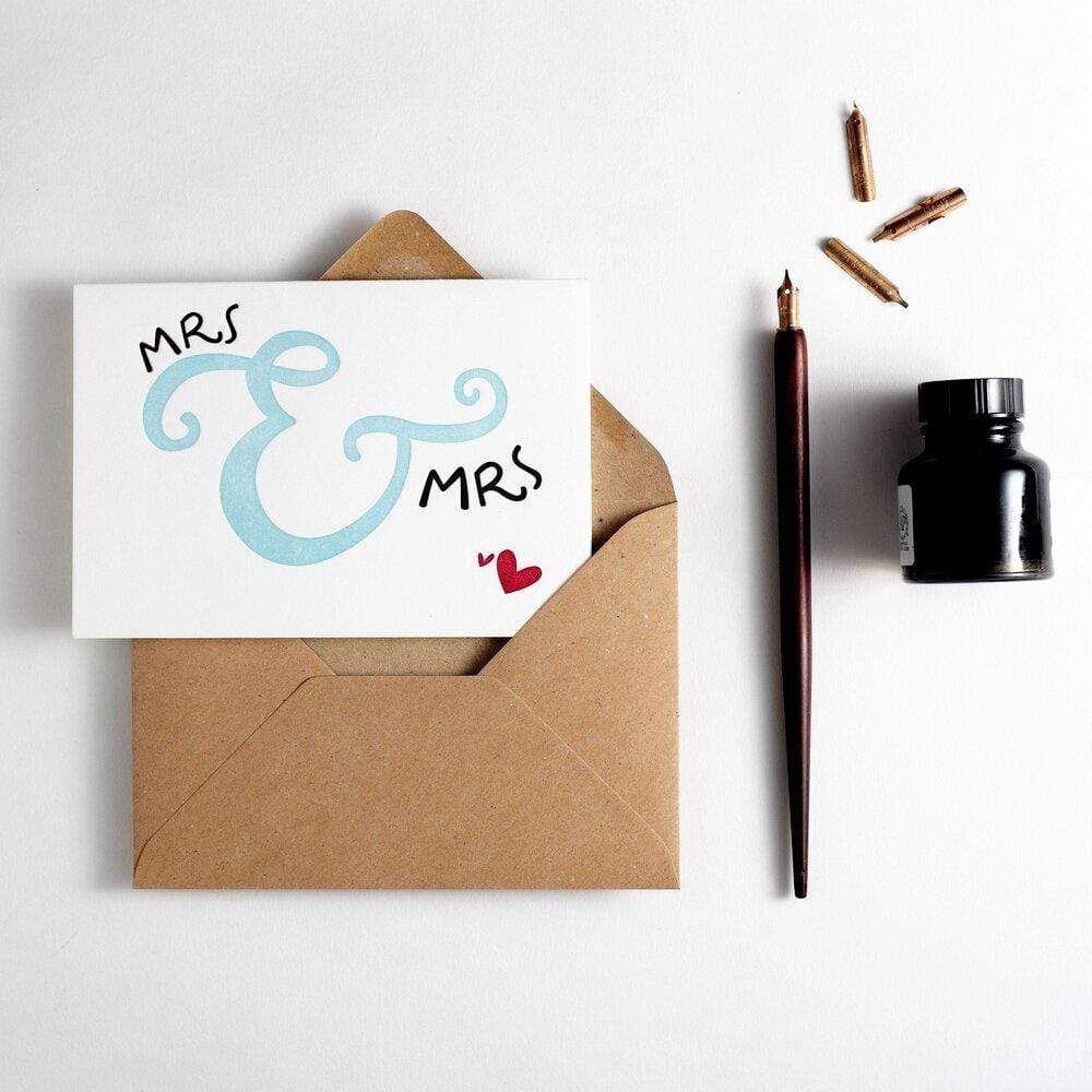 Mrs & Mrs Letterpress Wedding Card