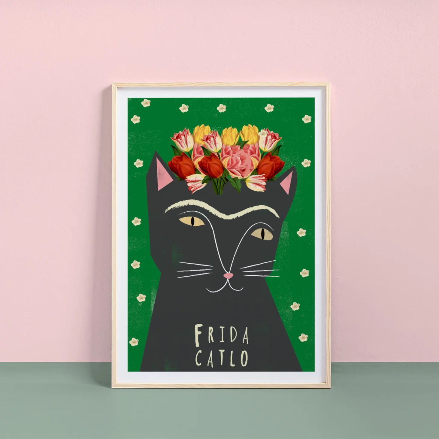 Niaski Frida Catlo Cat A4 Art Print