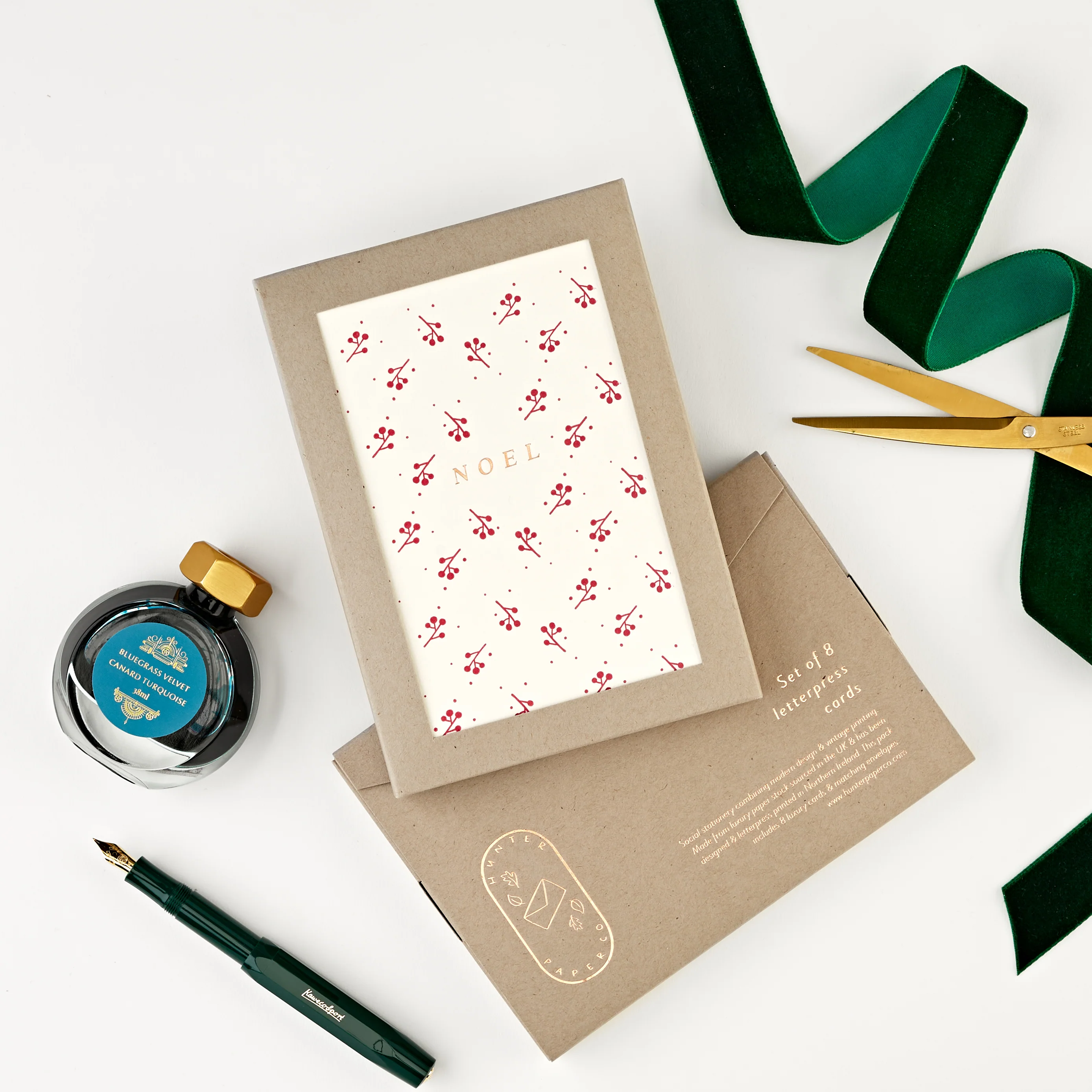 Noel Pack of 8 Letterpress Christmas Cards - Image 2