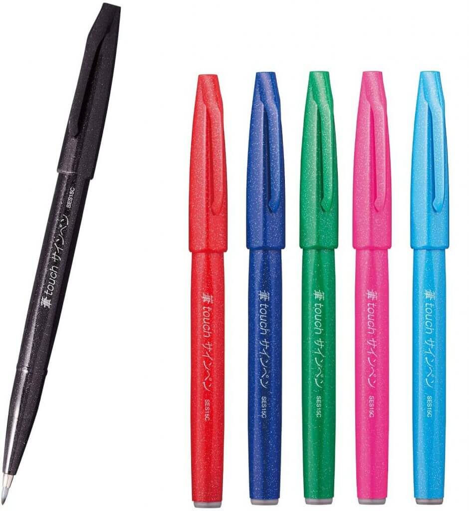 Pentel Fude Touch Brush Pen 6 Colour Set A - Image 3