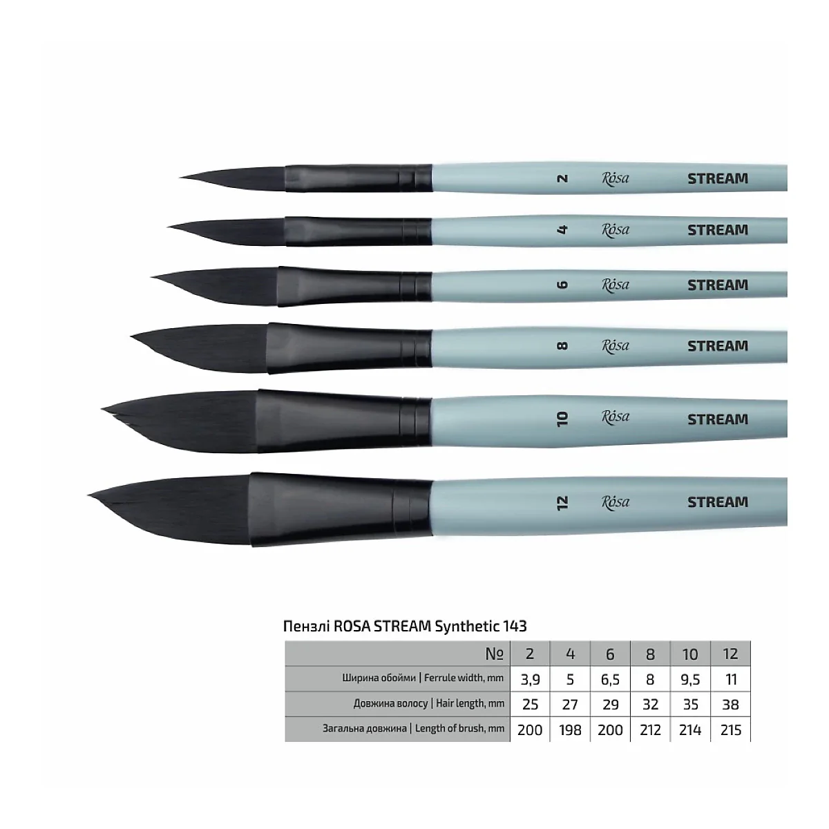 Rosa Synthetics Saber Flat Dagger Painting Brush, STREAM 143 - Image 3