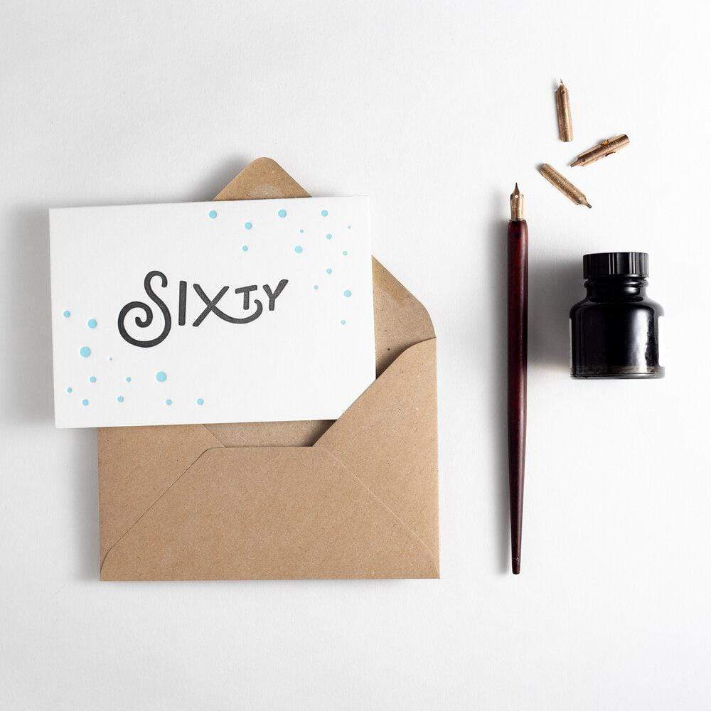 Sixty 60th Birthday Letterpress Card