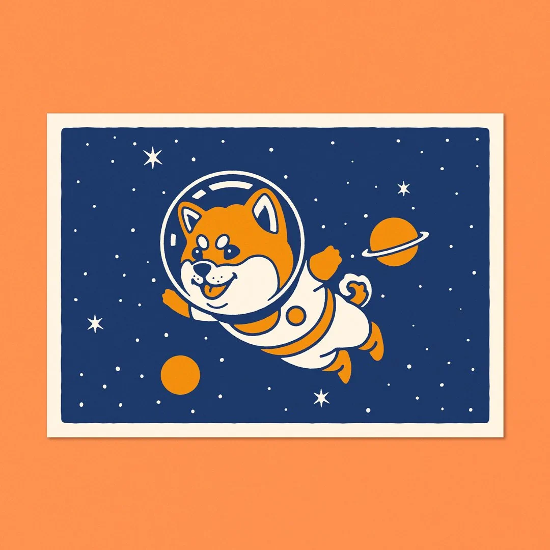 "Space Shiba" A6 Postcard