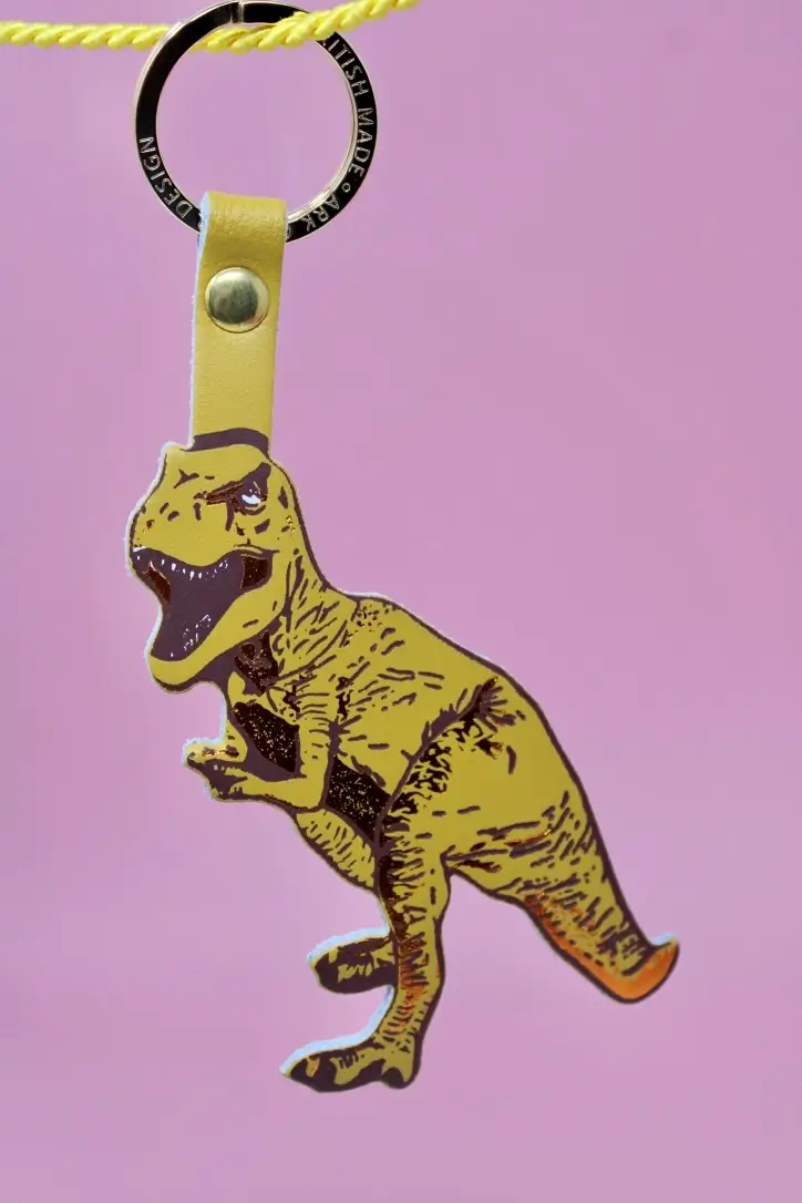 T-Rex Dinosaur Leather Keyring