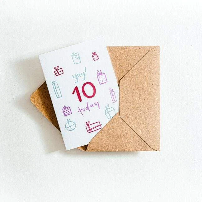 Yay Ten Today 10th Birthday Card