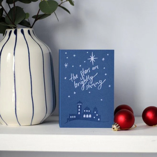 The Stars Are Brightly Shining Letterpress Christmas Card - Image 3