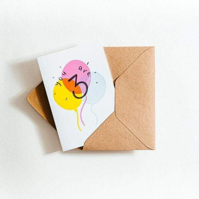 You Are Three 3rd Birthday Letterpress Card