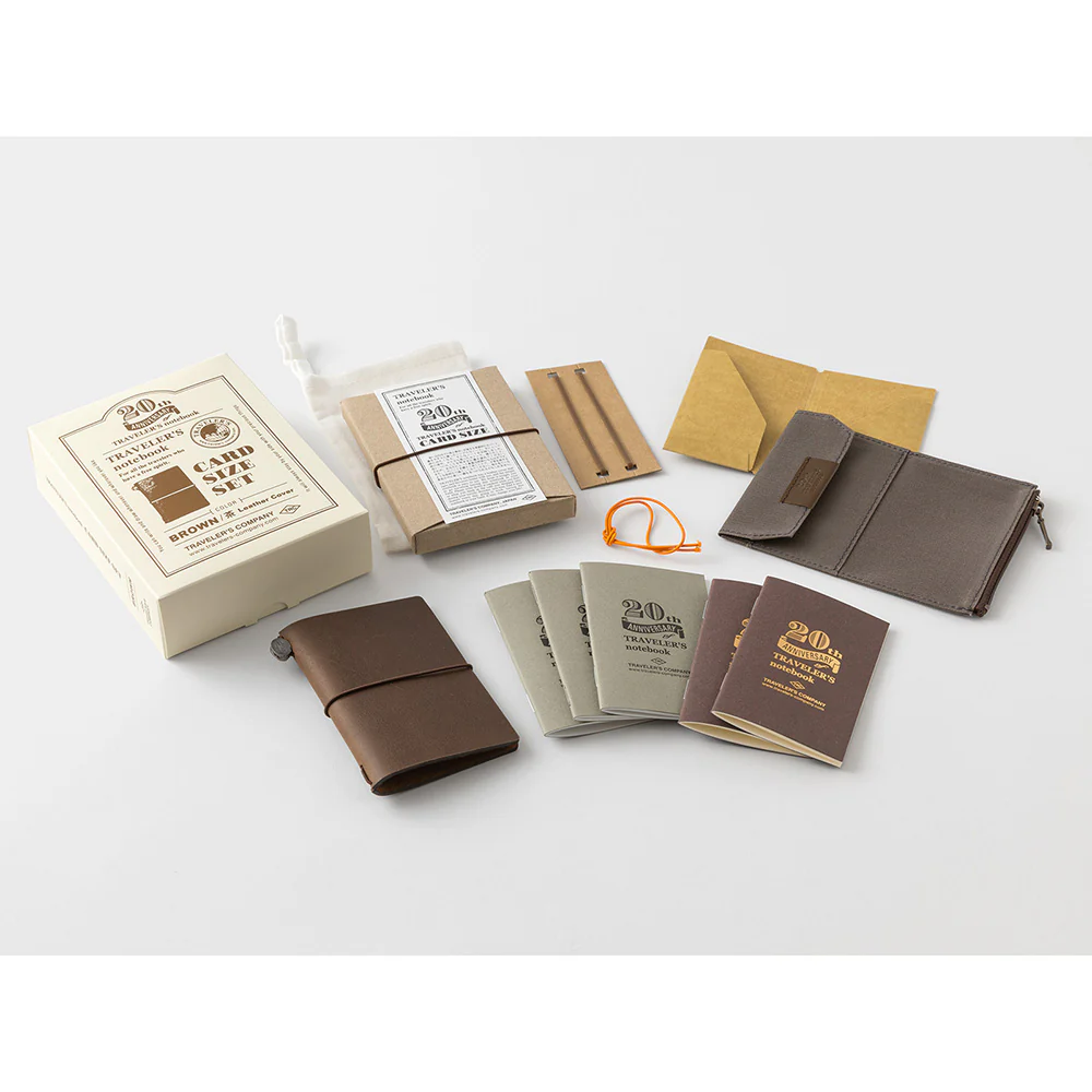 TRAVELER'S COMPANY 20th Anniversary Card Sized Notebook Set - Brown - Image 2