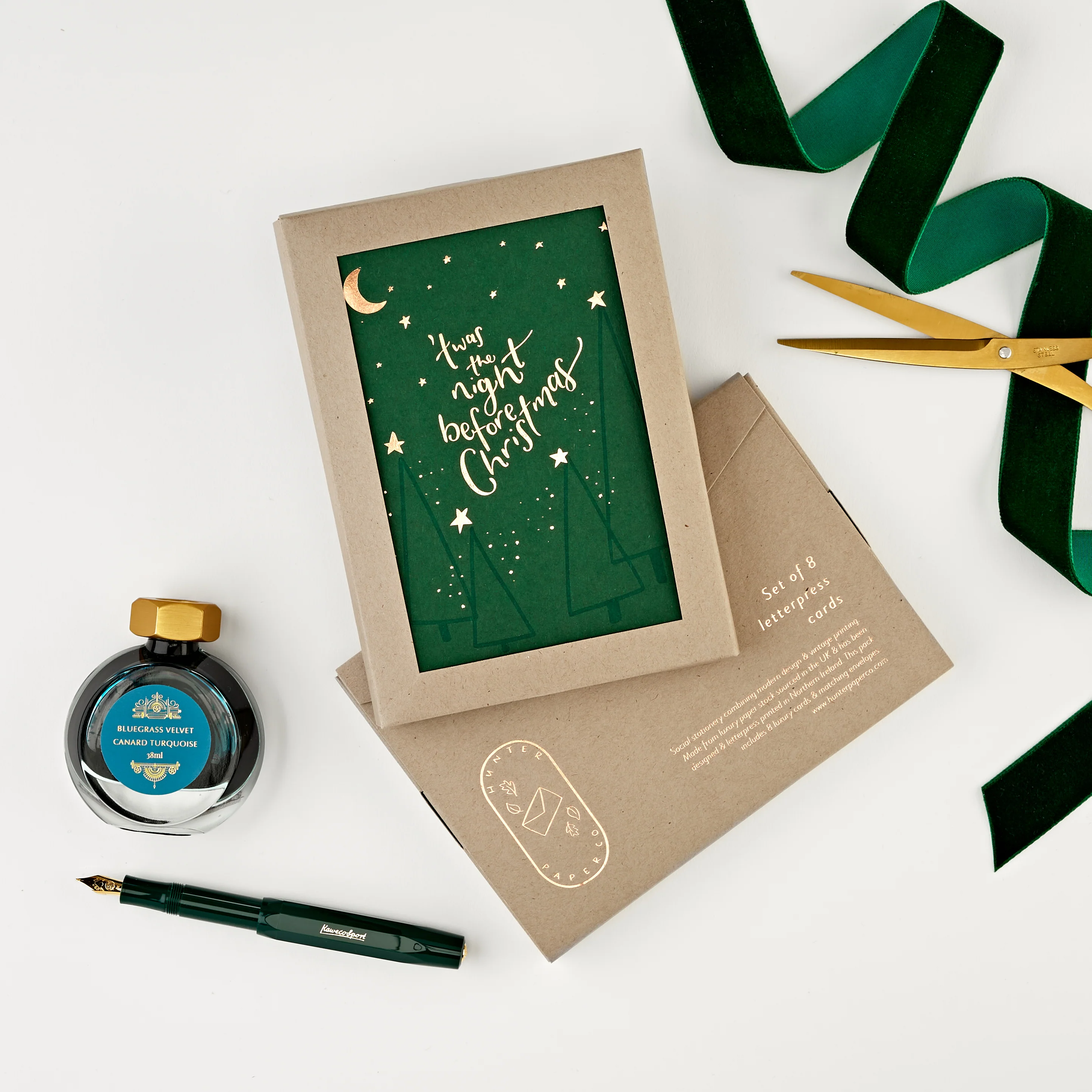 Twas The Night Before Christmas Pack of 8 Letterpress Christmas Cards